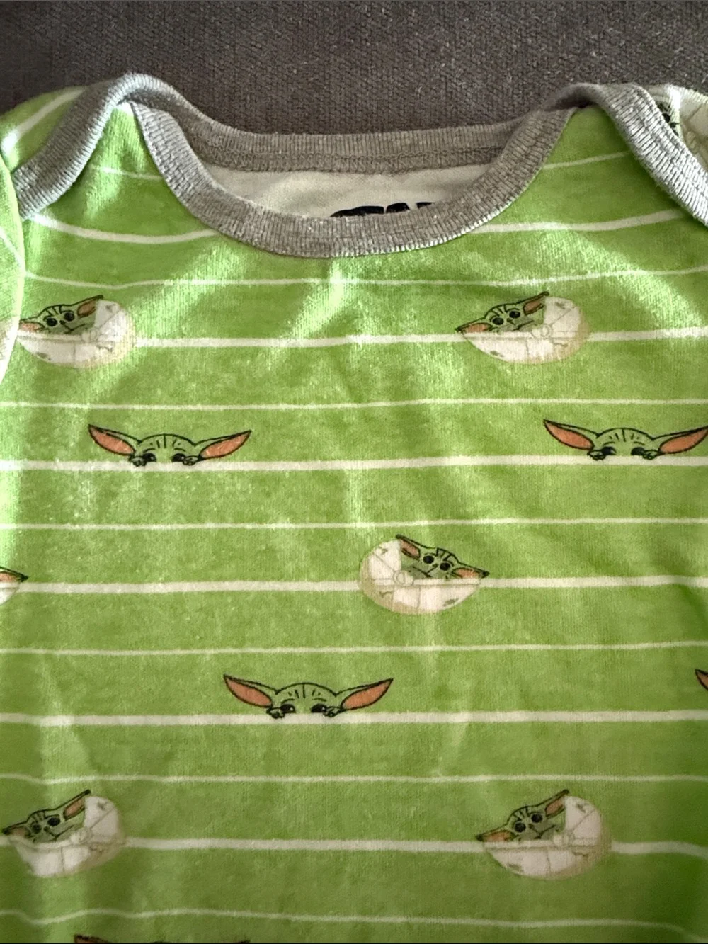 Star Wars Green Striped Baby Bodysuit with Grogu Print